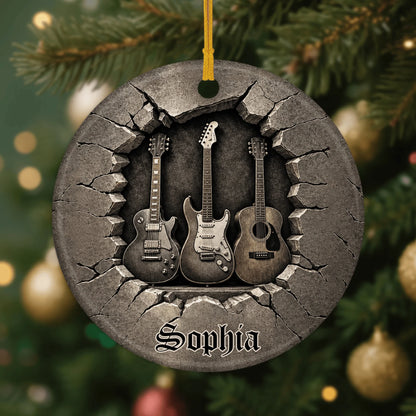 Personalized Rock Guitar Ceramic Ornament - Custom Music Lover Keepsake Gift for Guitarists