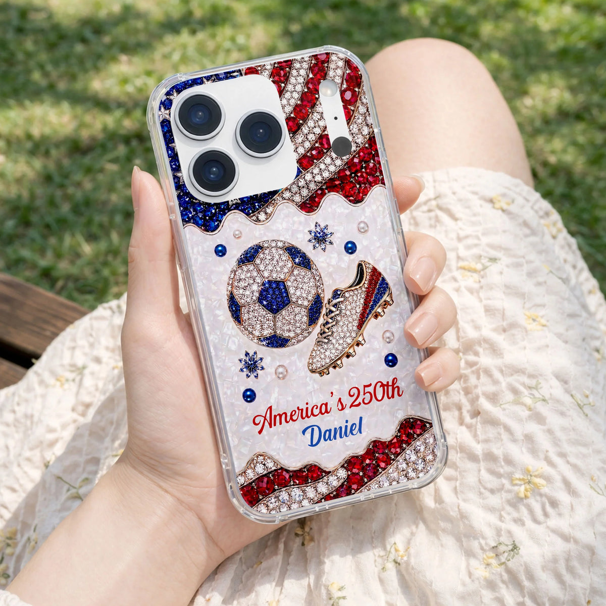 America's 250th Anniversary Personalized Clear Phone Case - Custom Gift for Soccer Lovers