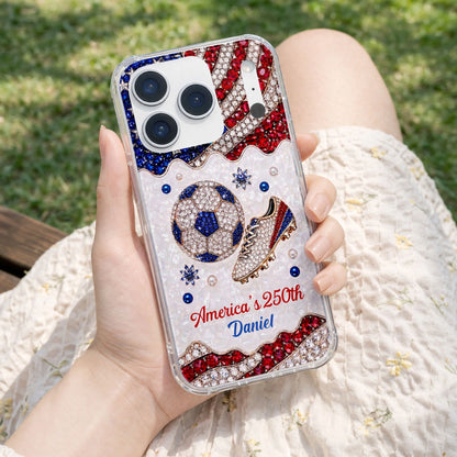 America's 250th Anniversary Personalized Clear Phone Case - Custom Gift for Soccer Lovers