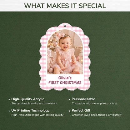 Personalized Kid Milestone Photo Acrylic Ornament - Custom First Christmas Memory Gift for Parents