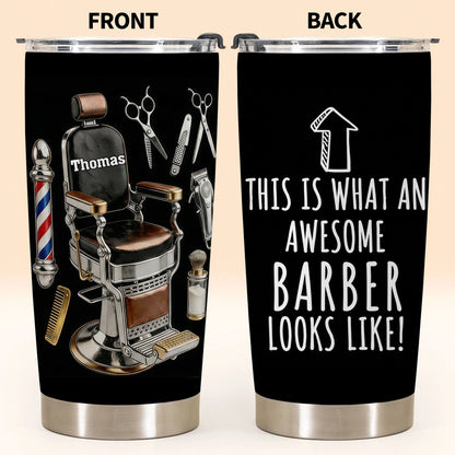 Tumbler material and size view - Custom Barber Tumbler