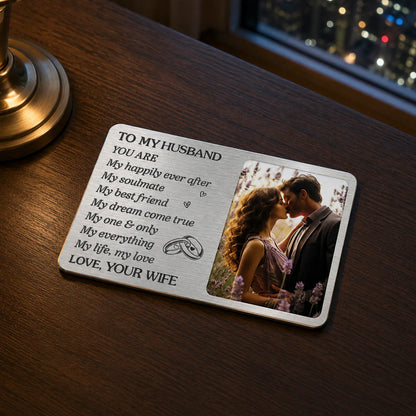 Custom Photo Husband Wallet Card for Husband with personalized design details for meaningful gifting image 6