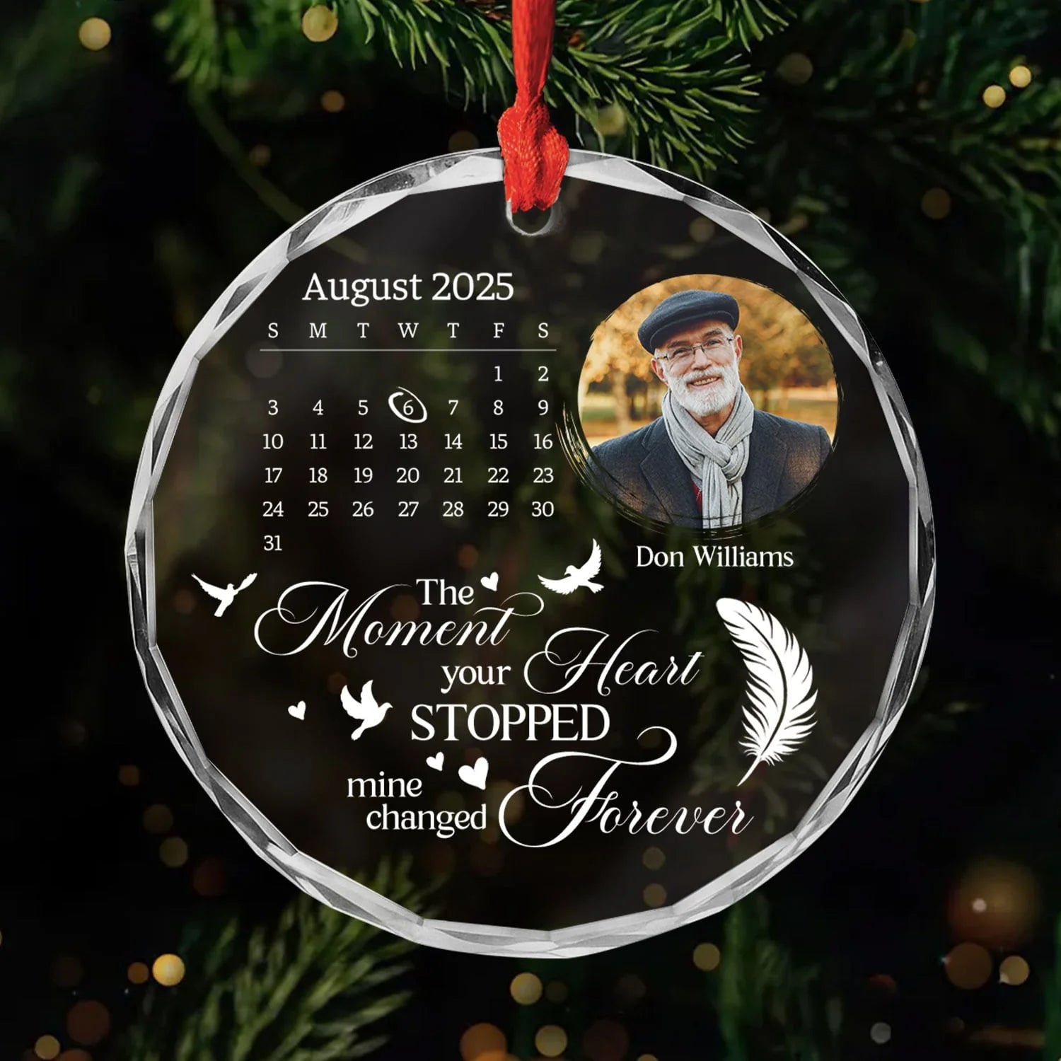 The Moment Your Heart Stopped - Personalized Photo Memorial Glass Ornament Keep