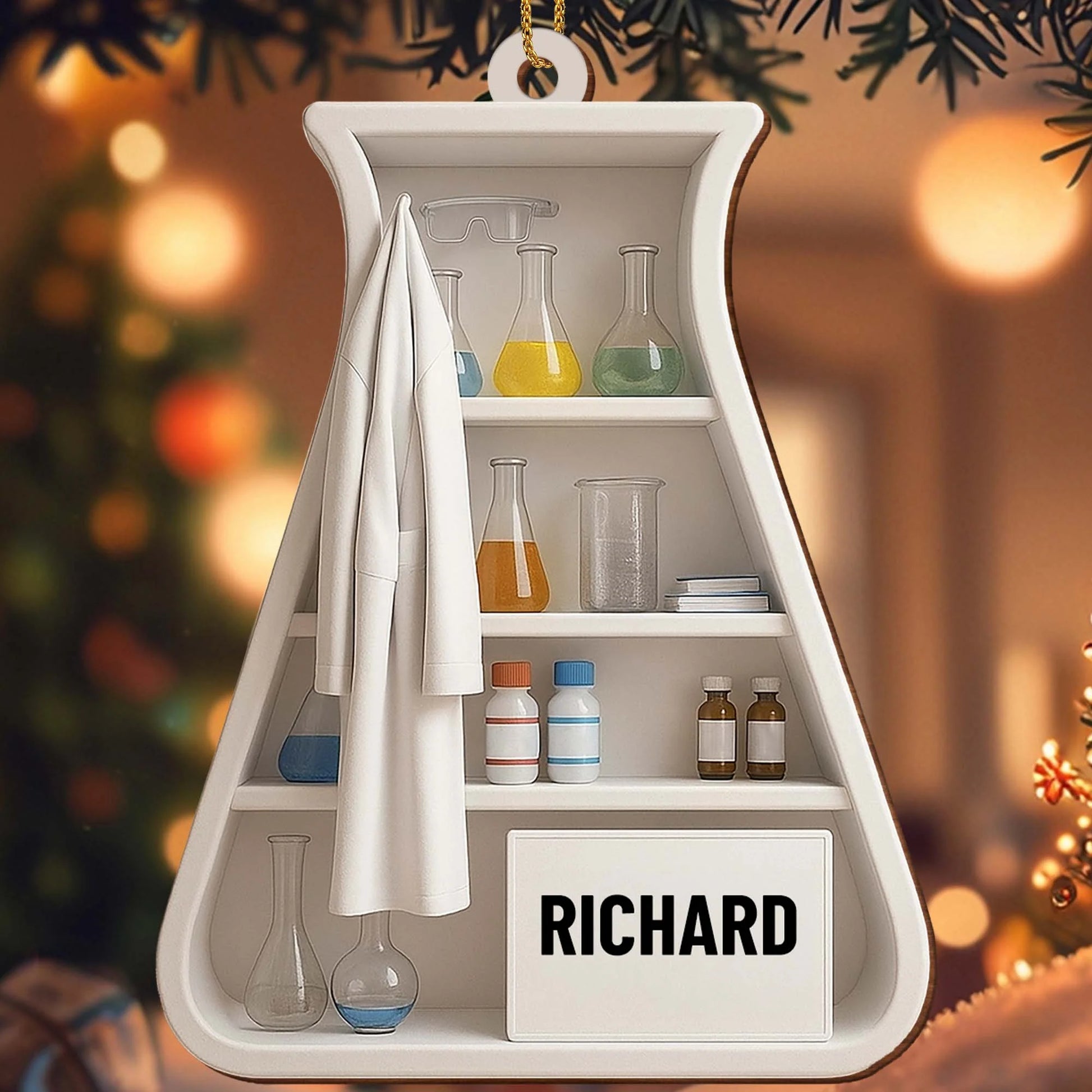 Personalized Laboratory Wood Ornament personalization view for Colleagues