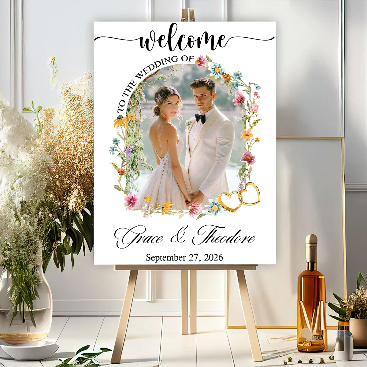 Custom Wedding Welcome Sign for Couples with personalized design details for meaningful gifting image 6