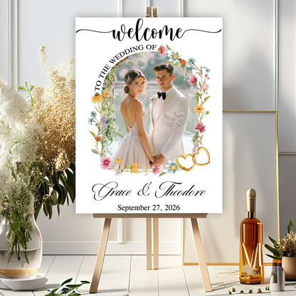 Custom Wedding Welcome Sign for Couples with personalized design details for meaningful gifting image 6
