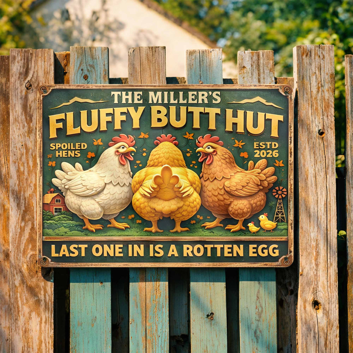 Fluffy Butt Hut Spoiled Hens, Farmhouse Style