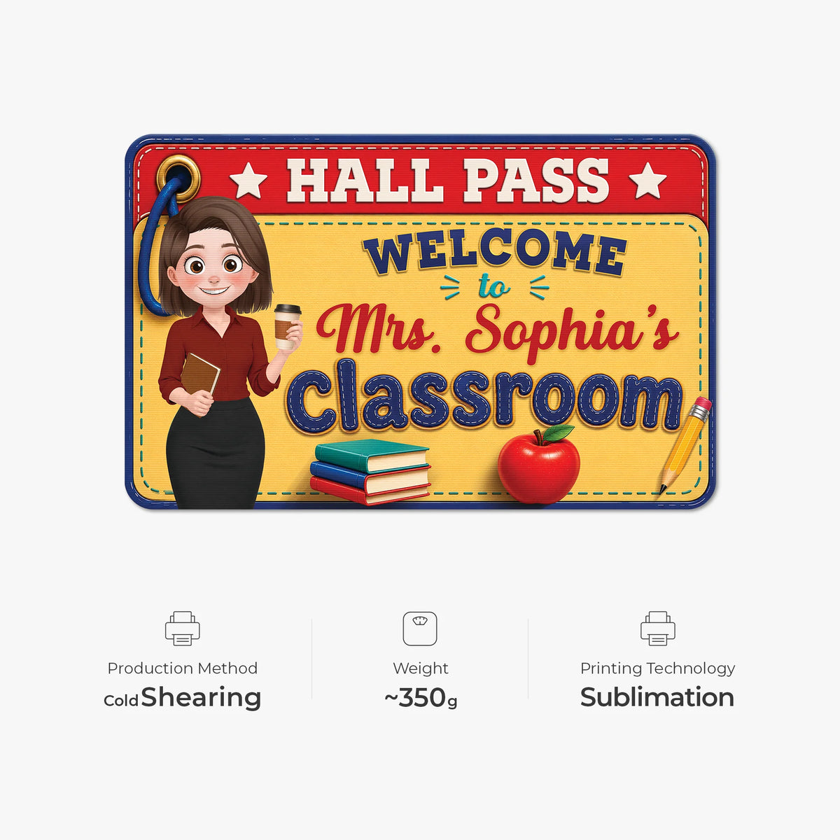 "Hall Pass Welcome to Classroom" Custom Doormat - Personalized Back to School Gift for Teacher