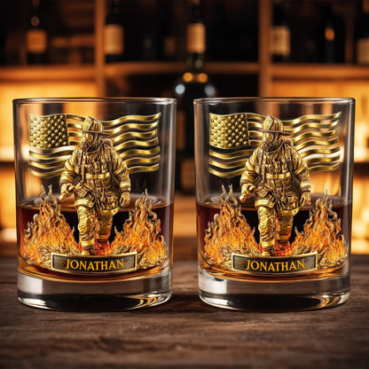 Personalized Firefighter Whiskey Glass personalization view for Dad