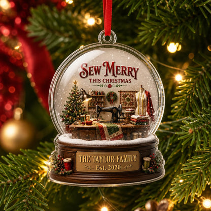 Sew Merry This Christmas Personalized Acrylic Ornament - Custom Family Keepsake Gift for Sewing Lovers