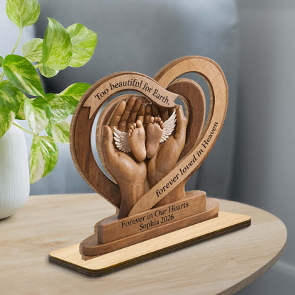Too Beautiful For Earth - Personalized Wooden Plaque Memorial Gift for Baby