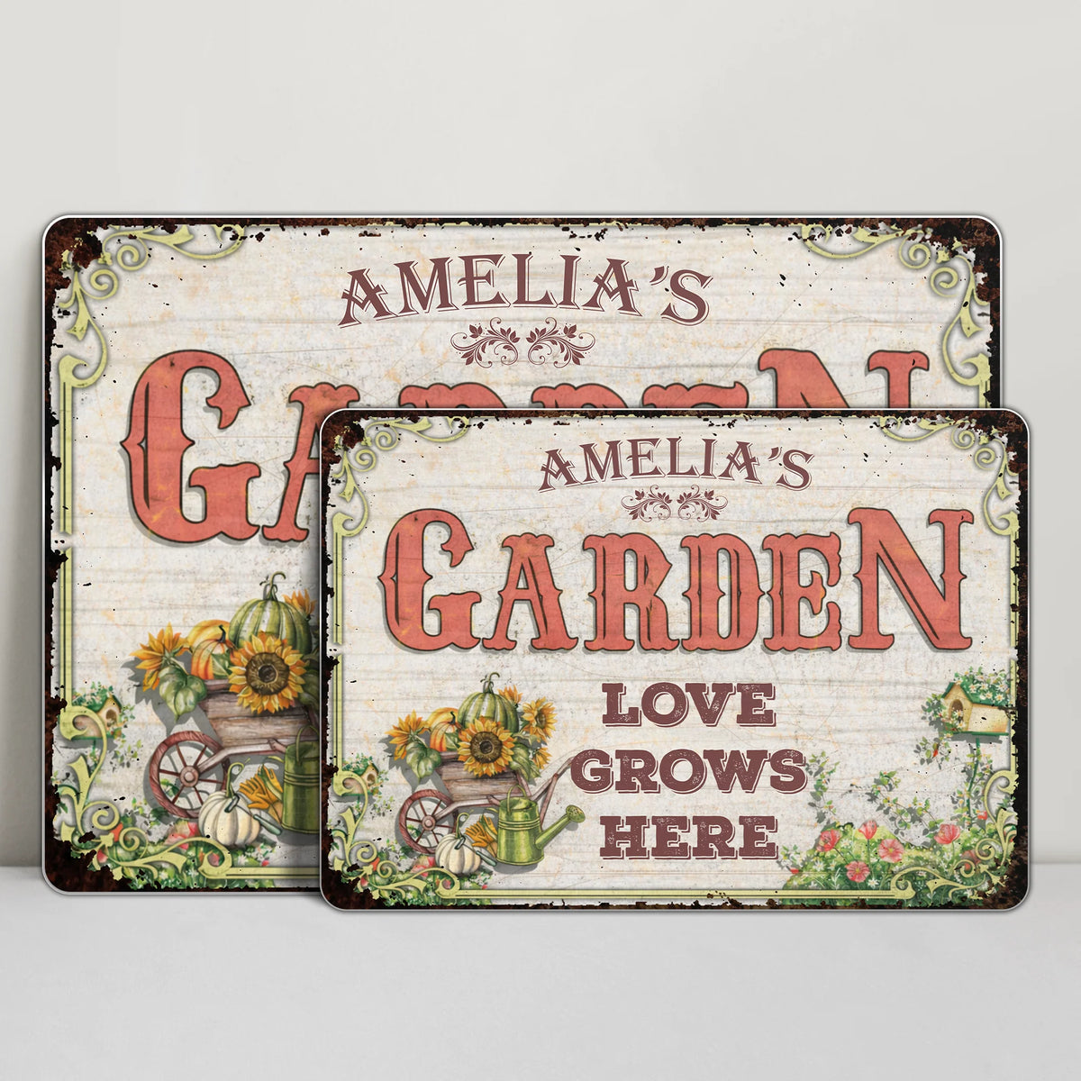 Love Grows Here Personalized Garden Metal Sign - Custom Outdoor Sunflower Yard Decor for Mom & Grandma
