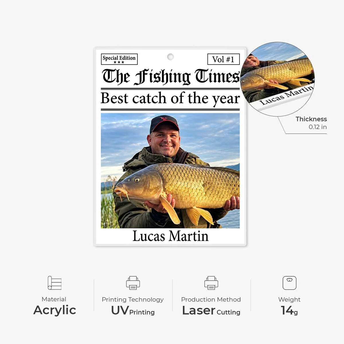 Best Catch Of The Year Personalized Acrylic Ornament - Custom Fishing Gifts for Dad