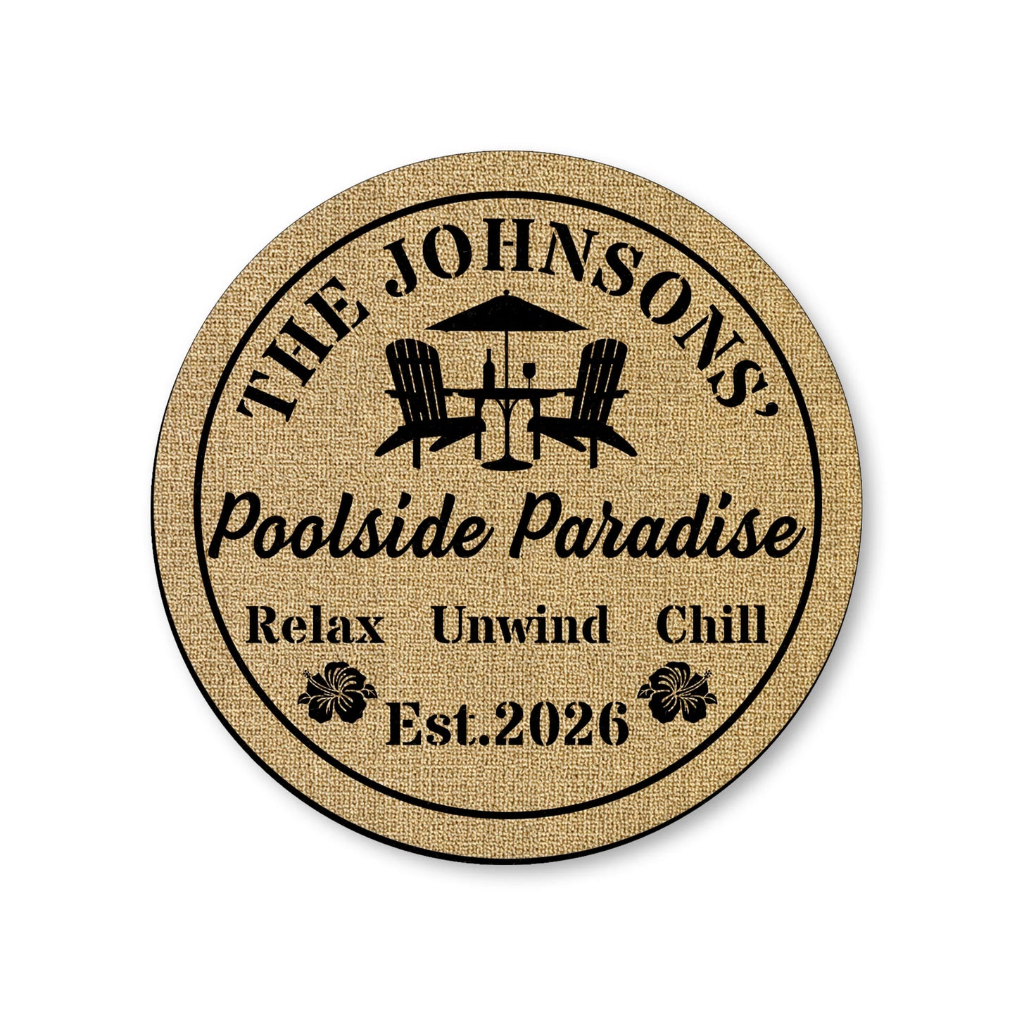 Personalized Poolside Paradise Doormat for Couples with personalized design details for meaningful gifting image 8