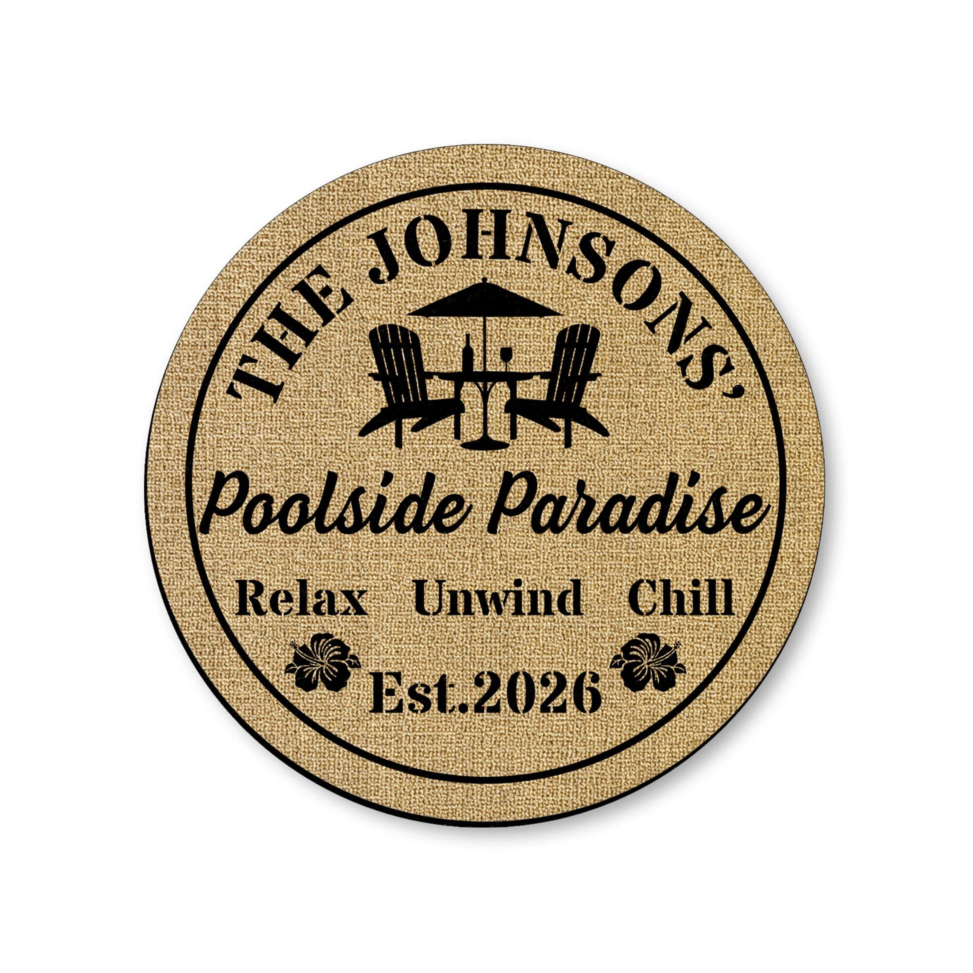 Personalized Poolside Paradise Doormat for Couples with personalized design details for meaningful gifting image 8