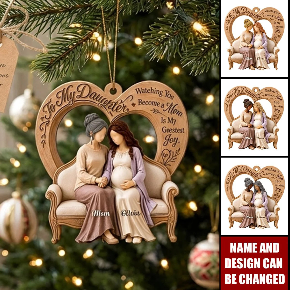 To My Daughter Watching You Become A Mom - Personalized Wooden Ornament Gift for Expecting Daughter