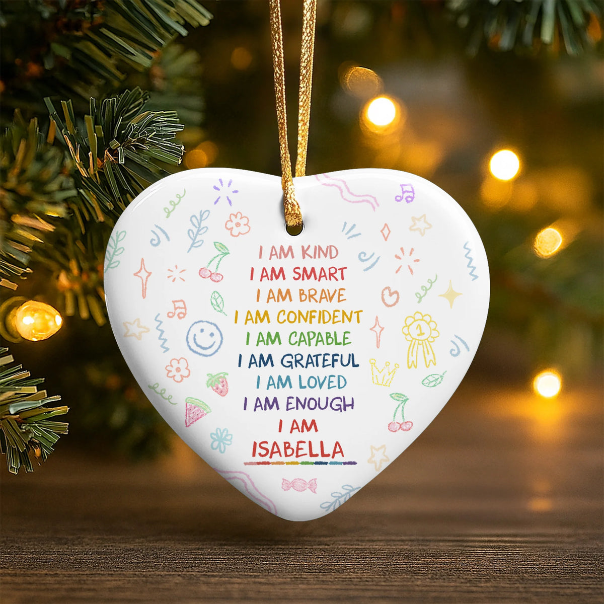 I Am Kind, I Am Smart, Heart Shaped Ornament