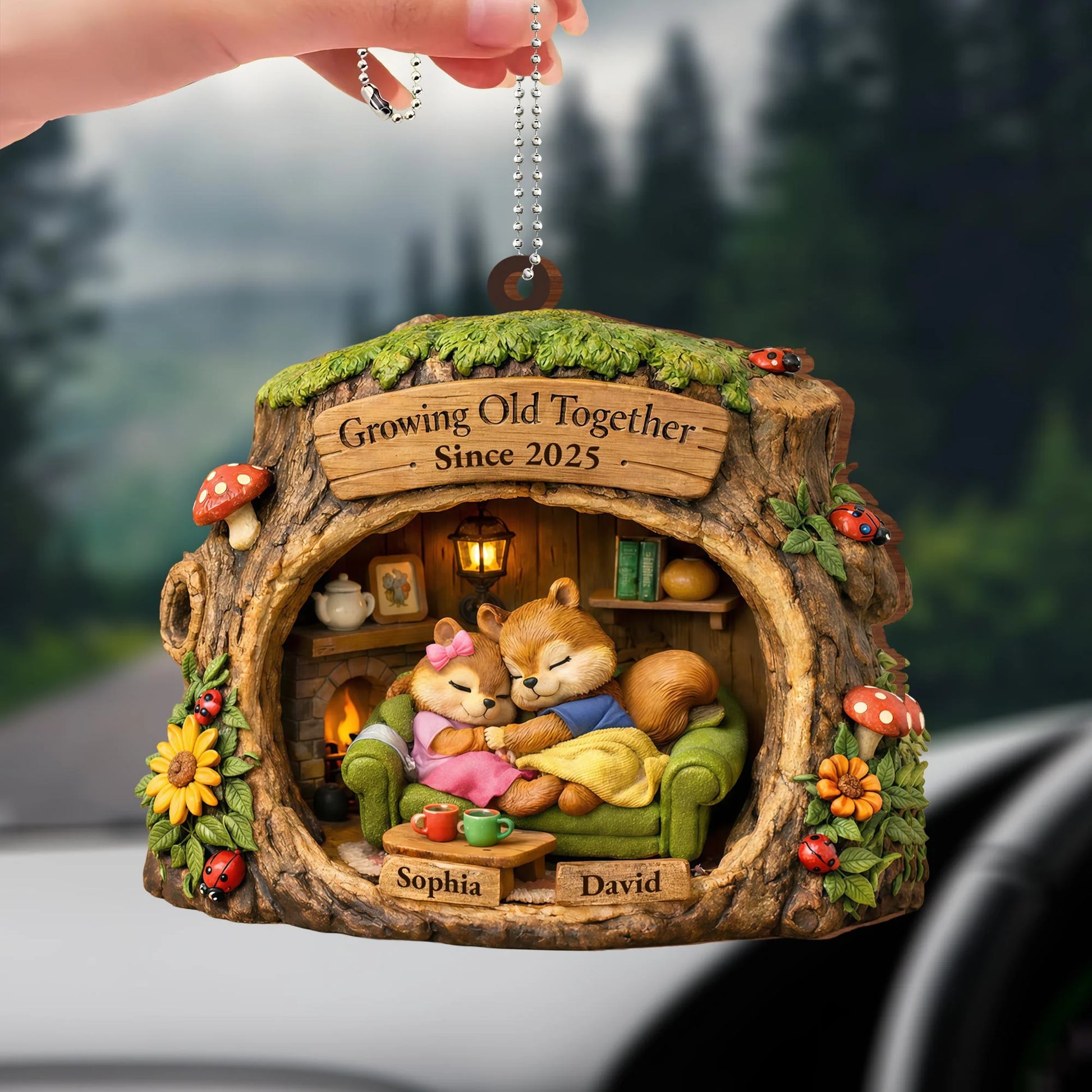Wooden Ornament detail view for Couples