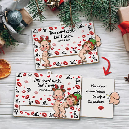 I Fucking Love You Personalized Wooden Slider Ornament - Christmas Gift for Couples