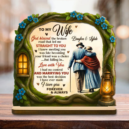 Plaque material and size view - Personalized Wife Wood Plaque