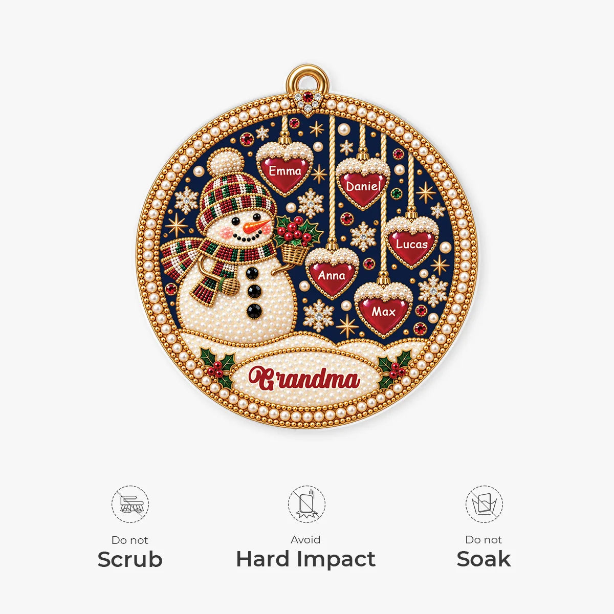 Personalized Snowman Acrylic Ornament - Custom Grandkids Christmas Keepsake for Grandma & Mom