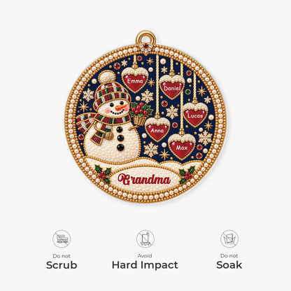 Personalized Snowman Acrylic Ornament - Custom Grandkids Christmas Keepsake for Grandma & Mom