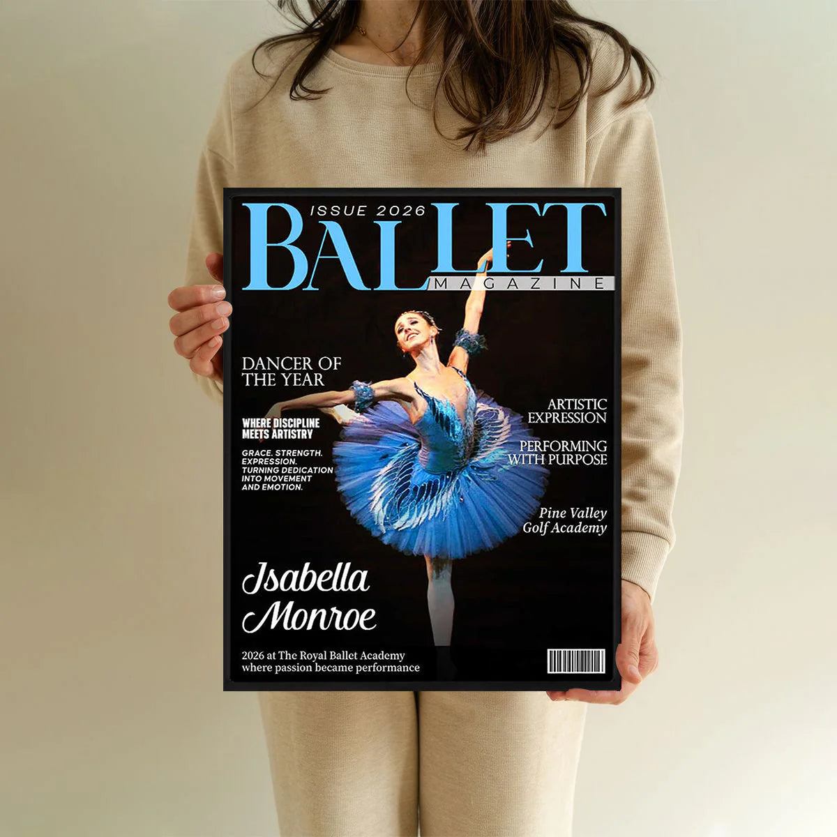 Personalized ballet dancer poster styled as a custom magazine cover art for a ballerina gift image 8