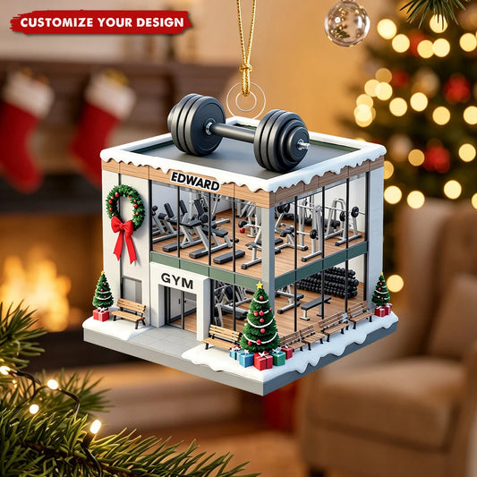 Personalized Gym Fitness Christmas Acrylic Ornament - Custom Name Workout Keepsake