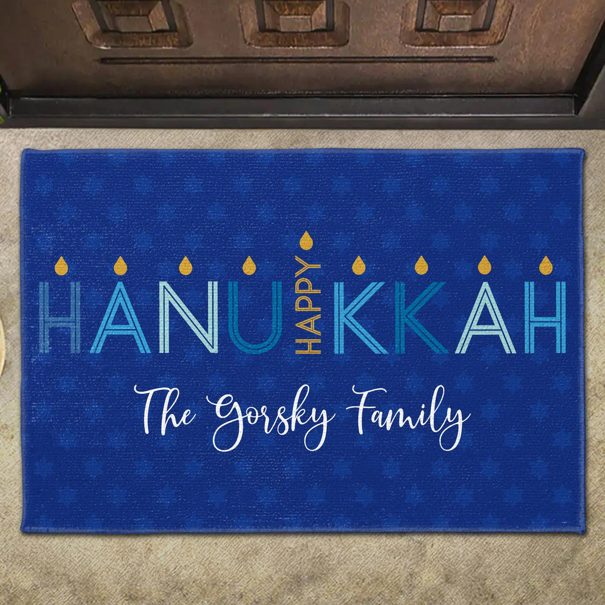 Happy Hanukkah Custom Doormat With Candles