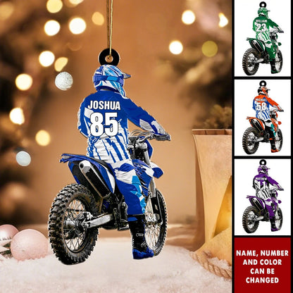 Motocross Racer Personalized Acrylic Ornament - Custom Dirt Bike Keepsake Gift