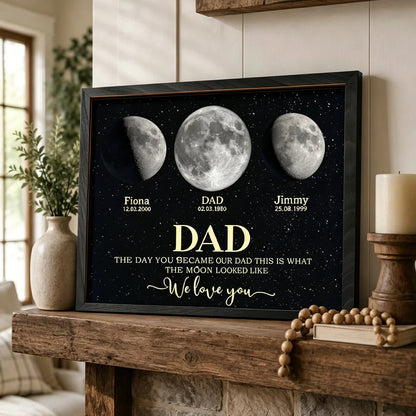 Custom Moon Phase Dad Canvas for Dad with personalized design details for meaningful gifting