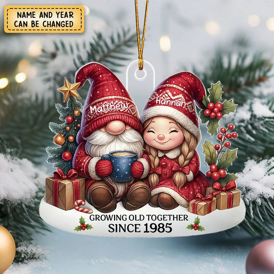 "Growing Old Together" Personalized Acrylic Ornament - Anniversary Christmas Gift for Couples