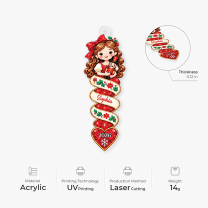 Personalized Nutcracker Character Acrylic Ornament - Custom Name Festive Christmas Tree Keepsake Gift for Kids