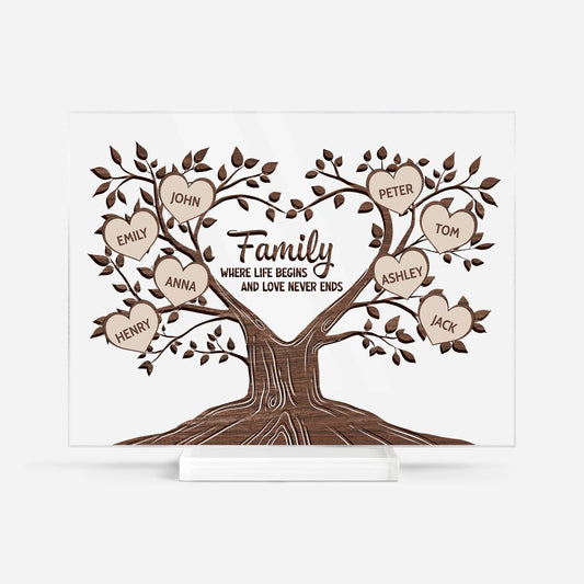 Custom Family Tree Acrylic Plaque for Mom with personalized design details for meaningful gifting