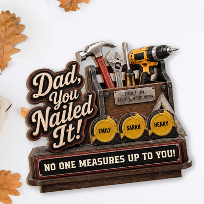 Plaque material and size view - Personalized Dad Wooden Plaque