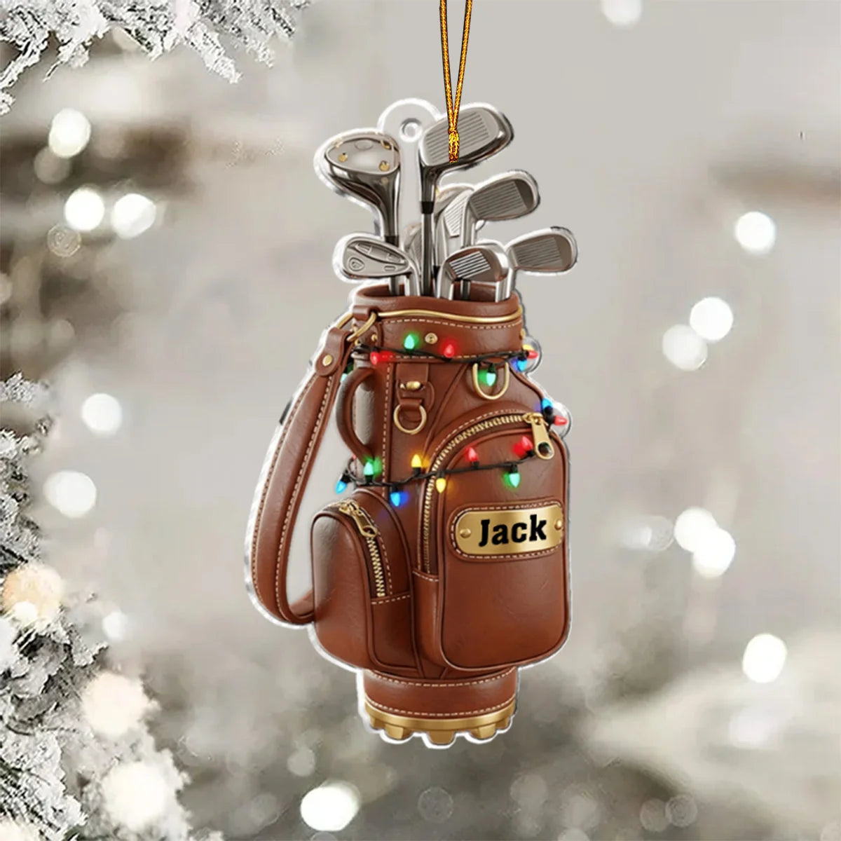 Custom Golf Bag Christmas Acrylic Ornament - Personalized Holiday Keepsake Gift for Golfers