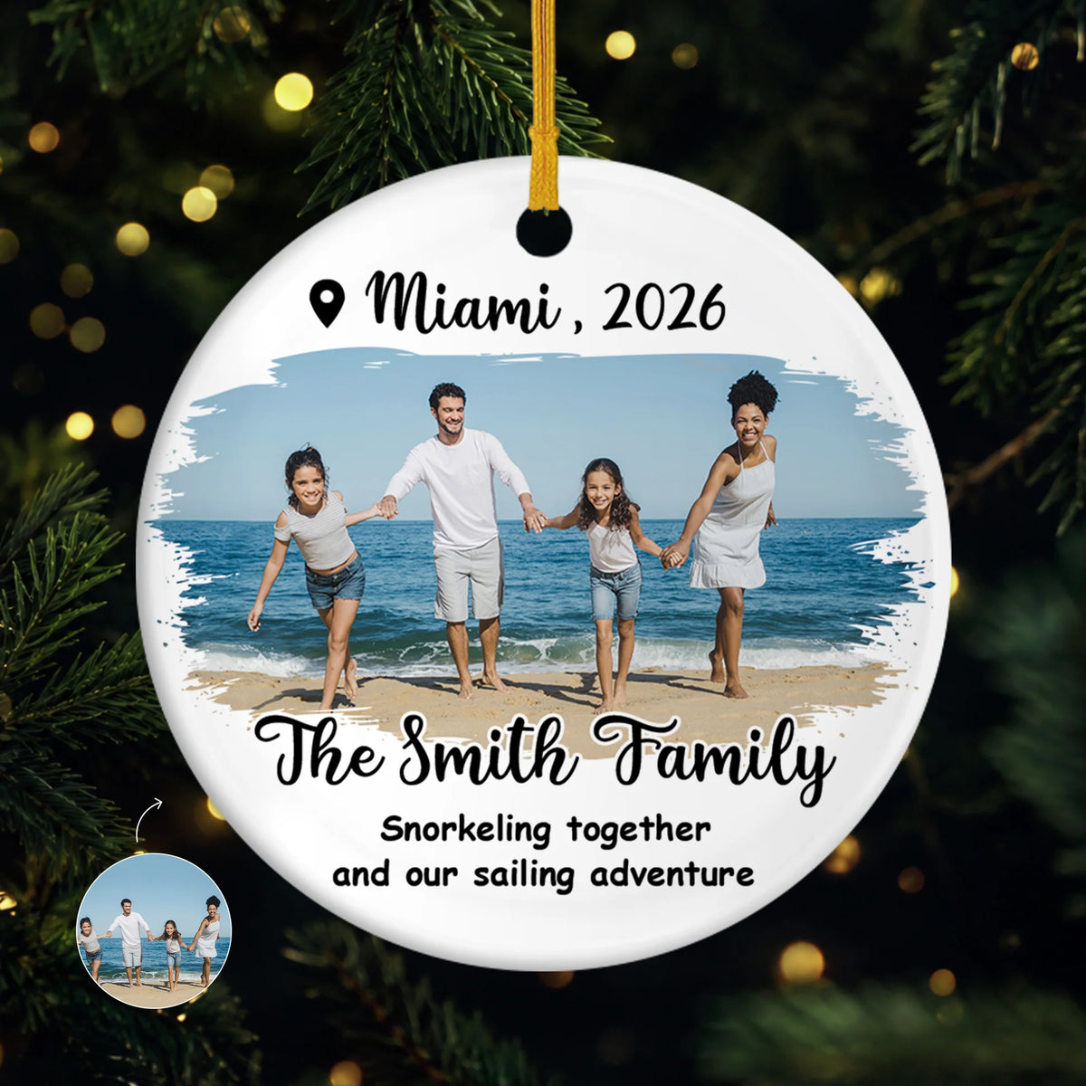 Custom Vacation Keepsake - Personalized Travel Photo Ceramic Ornament