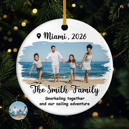 Custom Vacation Keepsake - Personalized Travel Photo Ceramic Ornament