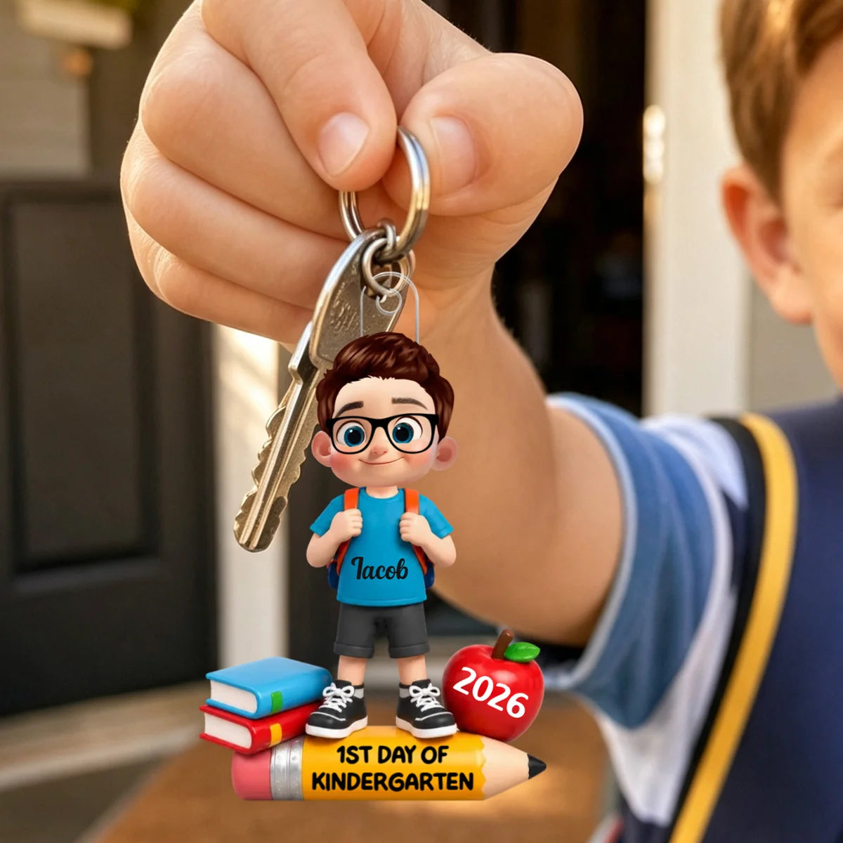 1st Day Of Kindergarten Acrylic Keychain - Custom Backpack Charm Keepsake Gift for Kids