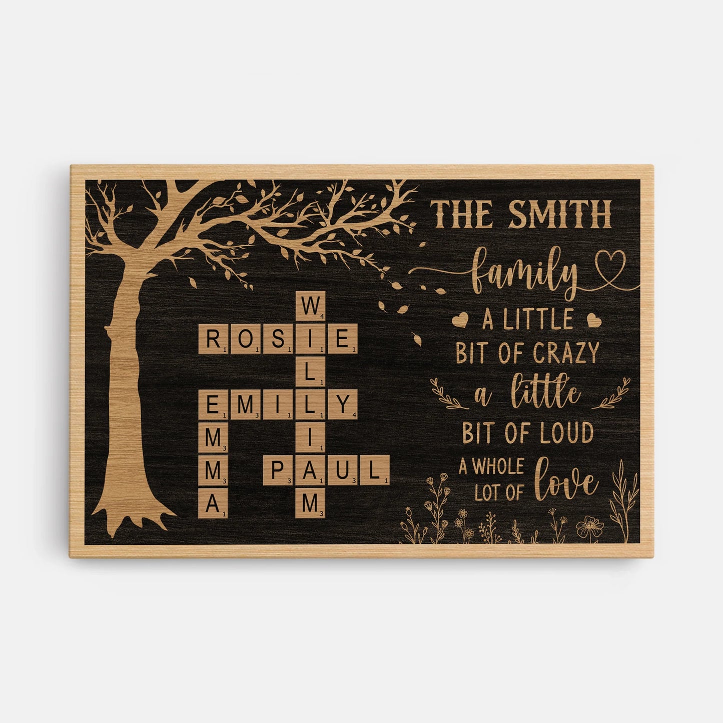 Custom Family Crossword Canvas / Poster - A Little Bit of Crazy Personalized Art Wall Decor