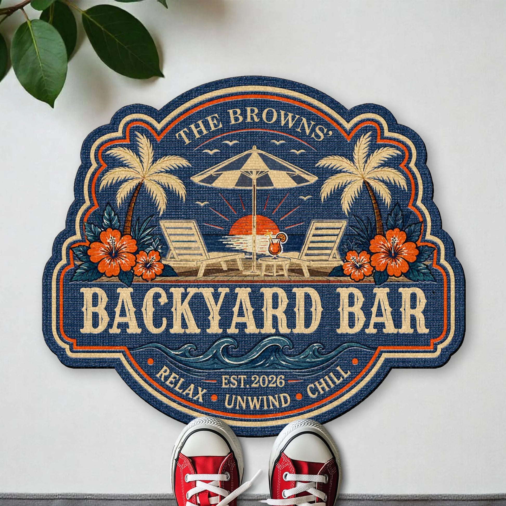 Doormat material and size view - Custom Backyard Bar Doormat