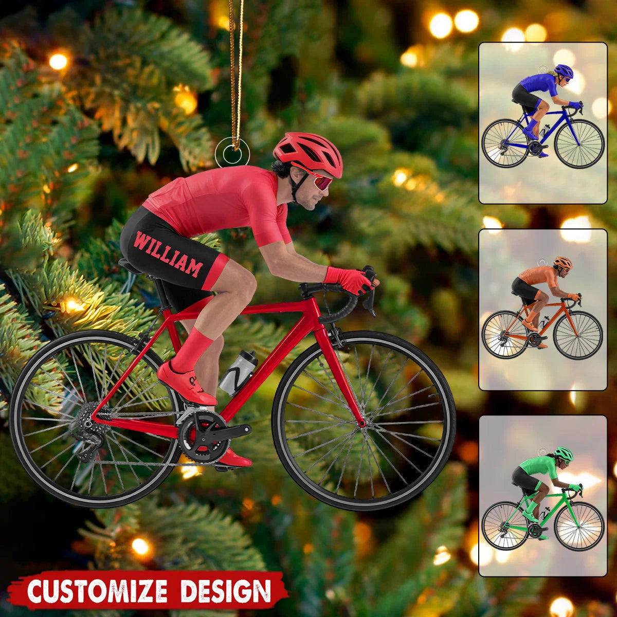 Personalized Road Bike Cyclist Christmas Ornament - Custom Cycling Enthusiast Acrylic Keepsake