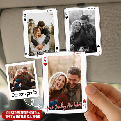 Custom Photo Playing Card Car Visor Clip personalization view for Husband