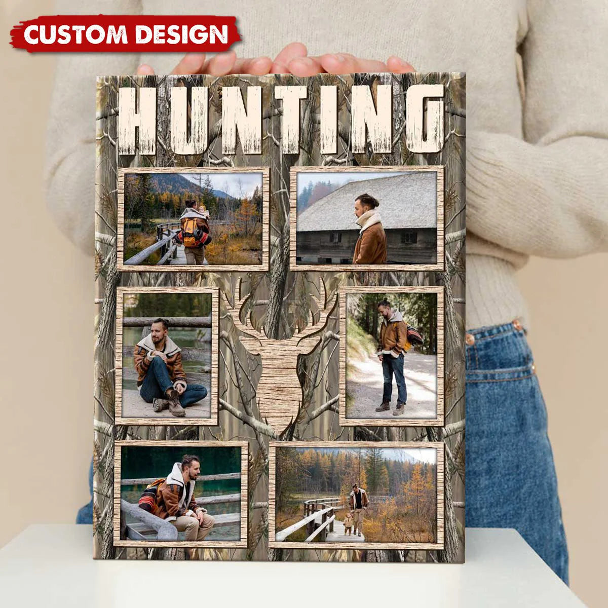 Canvas / Poster material and size view - Custom Hunting Photo Collage Canvas