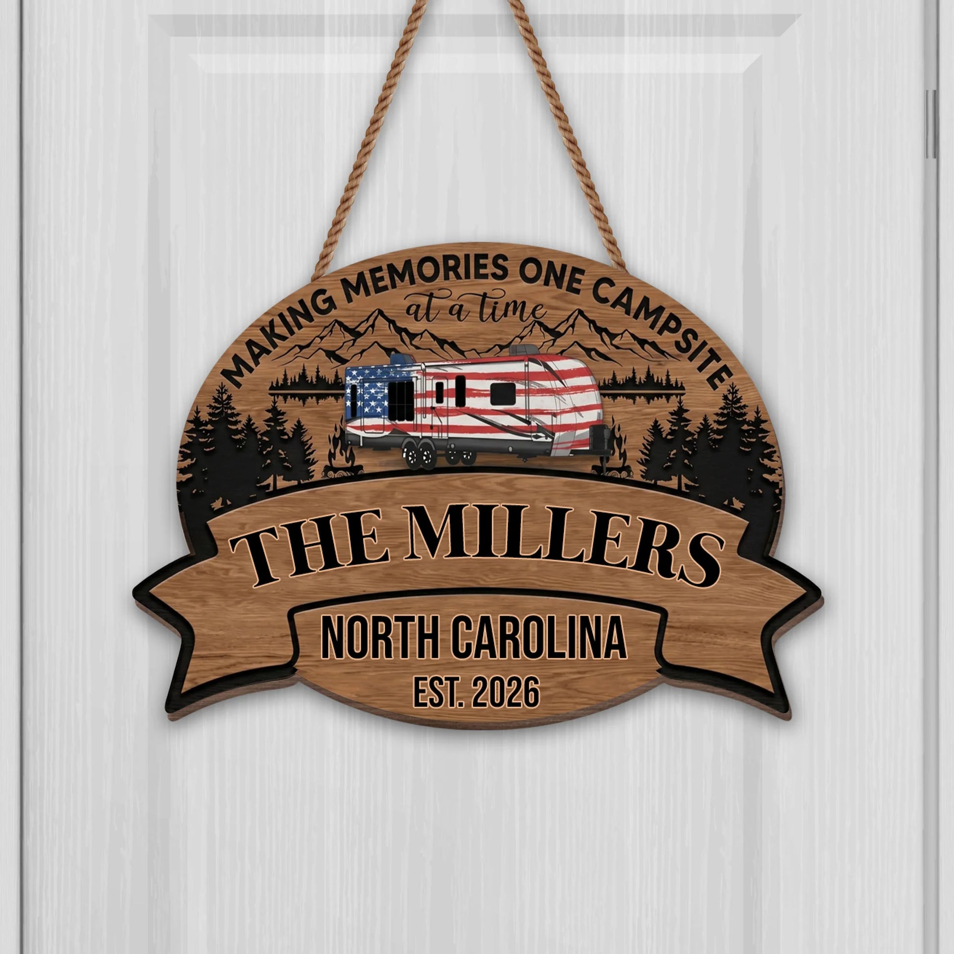 Custom Rv Camping Wood Sign personalization view for Couples