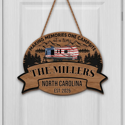Custom Rv Camping Wood Sign personalization view for Couples