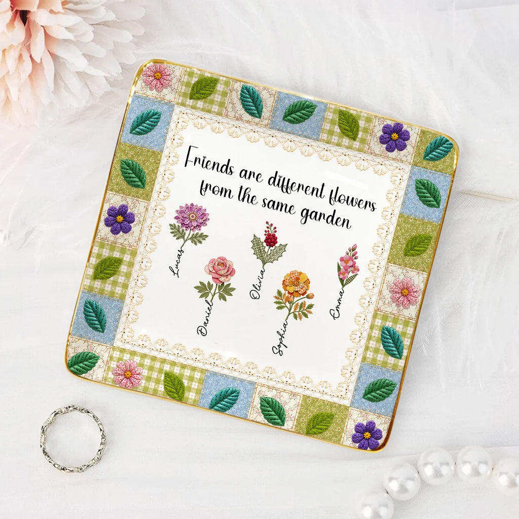 "It Takes a Long Time to Grow Old Friends" Personalized Jewelry Dish - Custom Ceramic Keepsake Tray for Best Friends