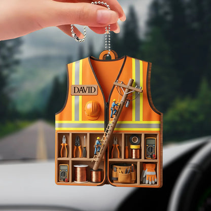 Custom Safety Vest And Tools Ornament