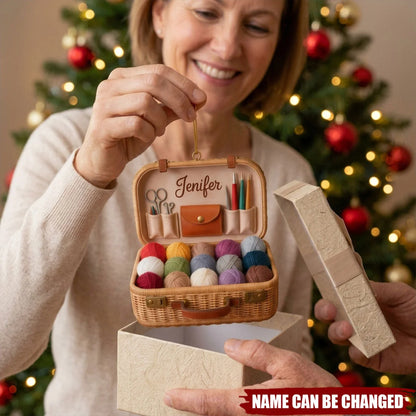 Personalized Knitting Basket Acrylic Ornament - Custom Yarn & Crochet Lover Christmas Tree Keepsake Gift