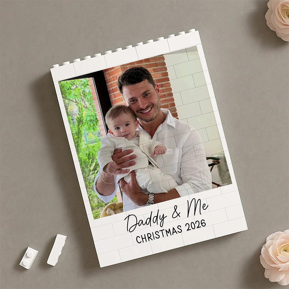"Daddy & Me" Personalized Photo Building Brick Blocks - Custom Dad Christmas Gift